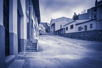blue monochrome of a street in Rodrigo town