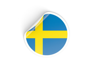 Round sticker with flag of sweden