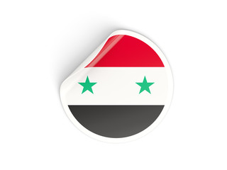 Round sticker with flag of syria
