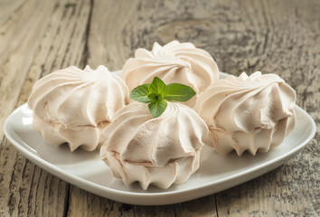 Zephyr (souffle), marshmallow on a wooden table