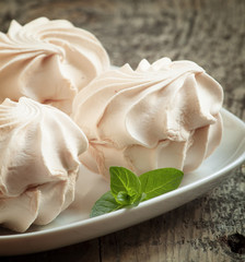 Zephyr (souffle), marshmallow on a wooden table