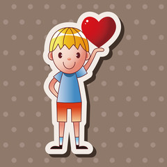 little kid with heart theme elements