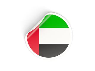 Round sticker with flag of united arab emirates