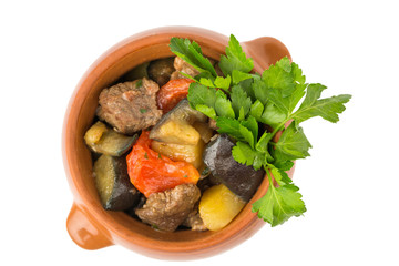 Meat baked with vegetables