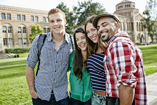 Students smiling together on campus