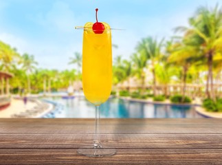 White. Set of various drinks, cocktails and beer isolated on