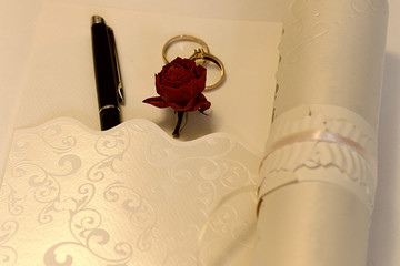 Wedding Accessories invitation rings rose and pen
