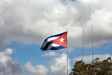 Cuban flag waving at Che Guevara Mausoleum, Santa Clara
