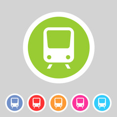 Train travel railway flat icon badge logo set