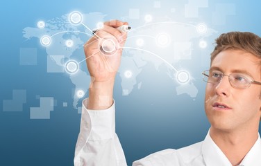 Business. Businessman with an empty diagram