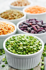 colored beans, chickpeas, green and red lentils