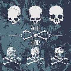 Skulls and cross bones on the grunge background