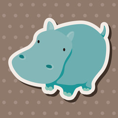 animal hippo cartoon theme elements