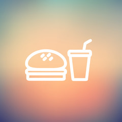 Fast food meal thin line icon