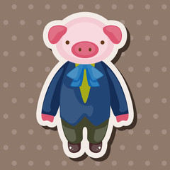 animal pig waiter cartoon theme elements
