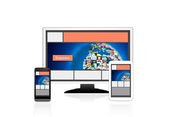 Responsive web design layout on different devices. Set on white