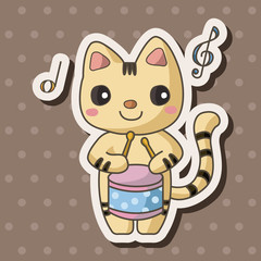 animal playing instrument cartoon theme elements