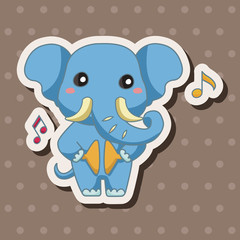 animal playing instrument cartoon theme elements