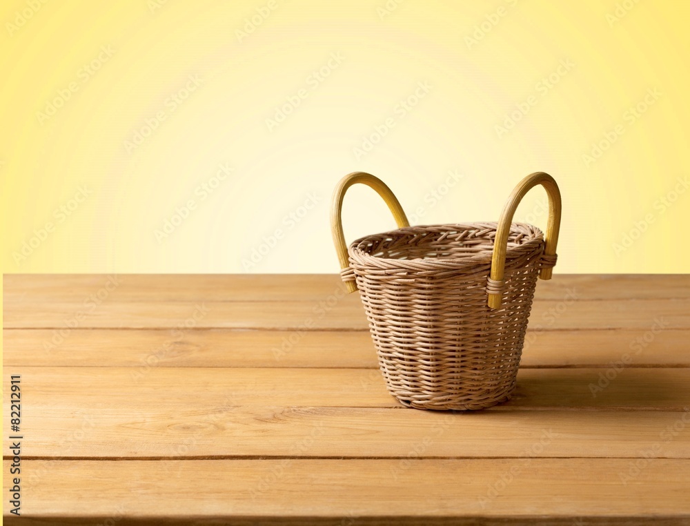 Canvas Prints Tablecloth. Background with wooden deck tabletop and empty