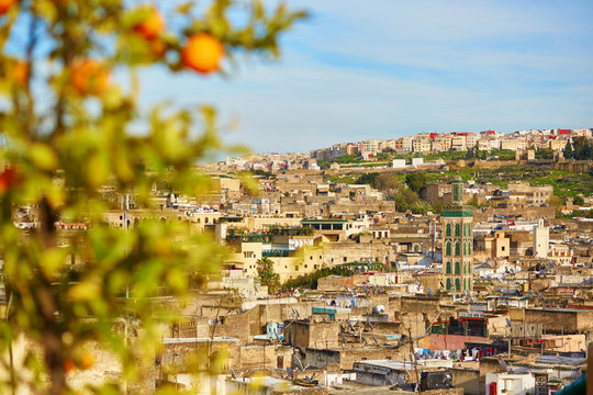 Scenic view to the medina of Fes