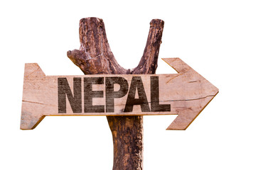 Nepal wooden sign isolated on white background