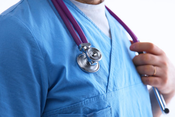 Closeup portrait of a two  doctors with stethoscope