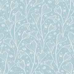 Vector silver leaves texture seamless pattern background