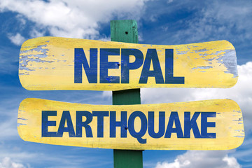 Nepal Earthquake sign with sky background