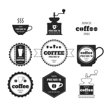 Set of coffee emblems, badges, logos, labels