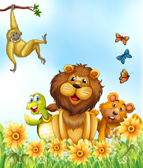 Animals and flowers