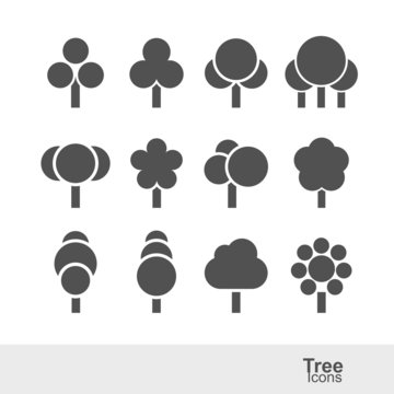 Tree silhouette icons set vector illustration