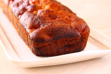 homemade apple cake over wooden table  