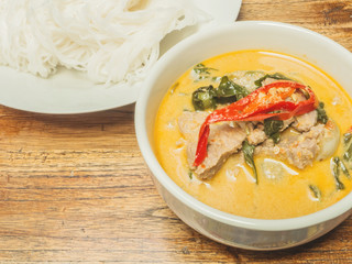 Green beef curry with Thai  vermicelli