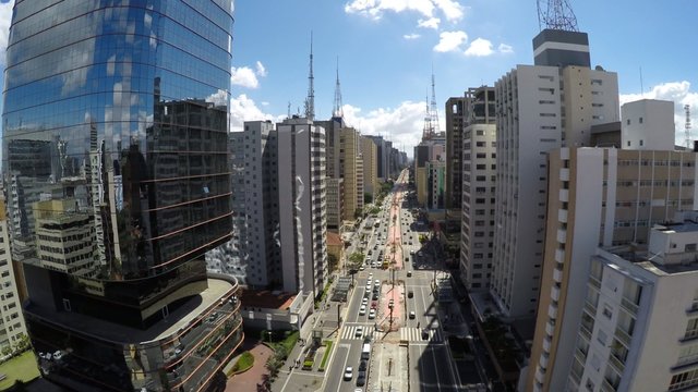 Aerial View of the Paulista Avenue in Sao Paulo, Brazil
