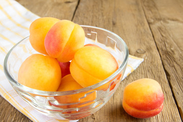 Apricots in glass bowl