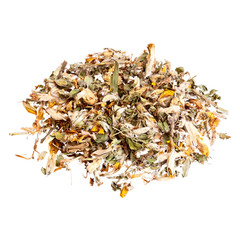 Genistae herba for medical use, isolated on white.