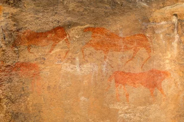 Papier Peint photo Afrique du Sud Bushmen rock painting of African antelopes