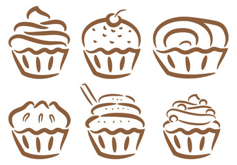 cupcake icon in doodle style