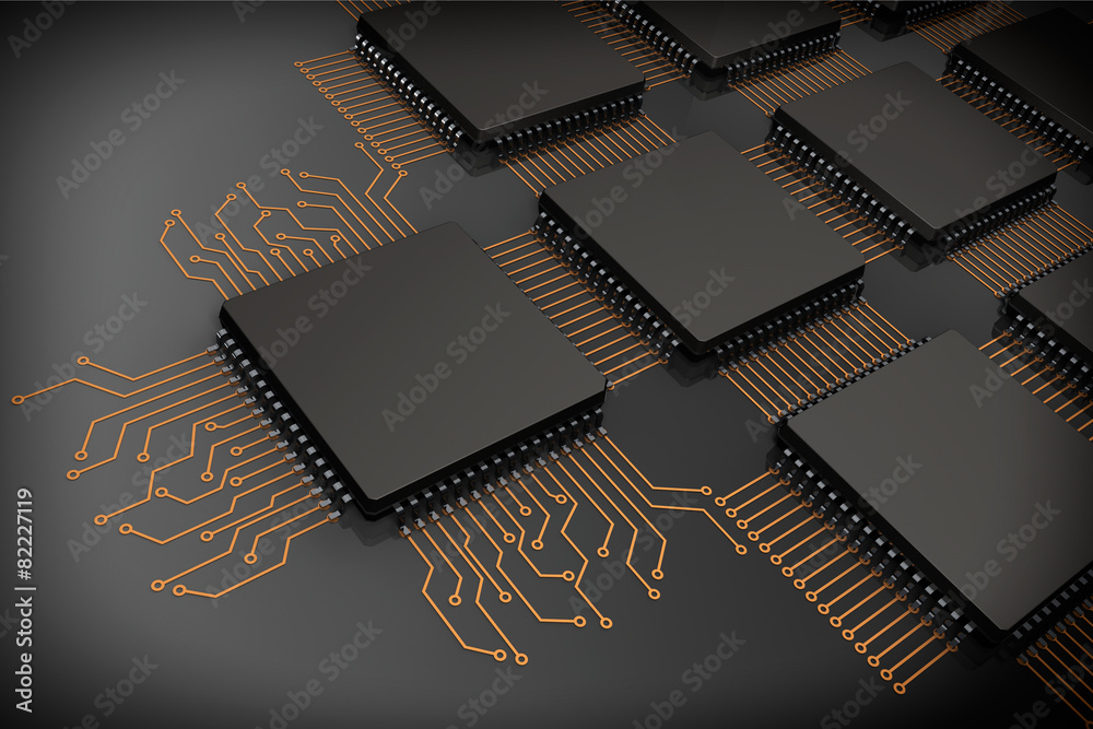 Aufkleber cpu microchips as circuit