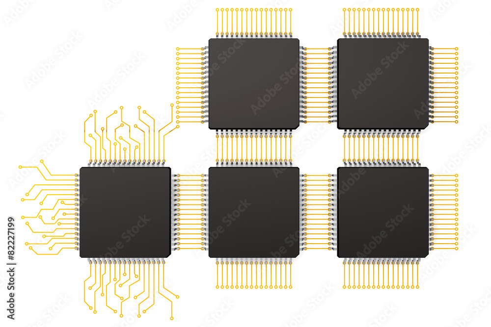 Poster cpu microchips as circuit