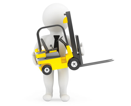 3d person with Forklift Truck