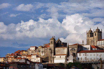 Fototapeta na wymiar Old Town Skyline of Oporto in Portugal