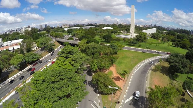 Aerial View of Obelisk and Ibirapuera Park of Brazil