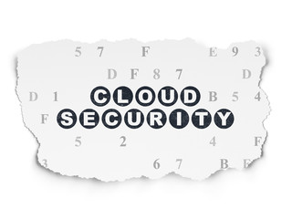 Safety concept: Cloud Security on Torn Paper background