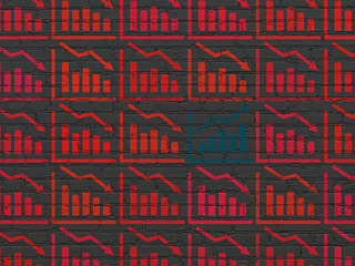 Business concept: growth graph icon on wall background