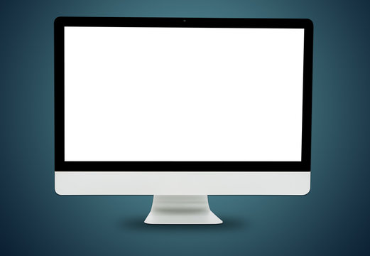 Front white computer monitor