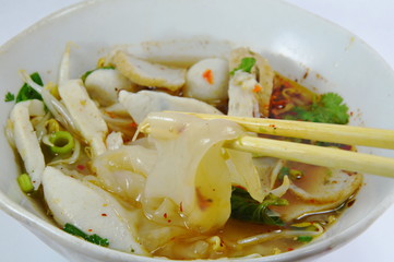 large noodle on chopstick