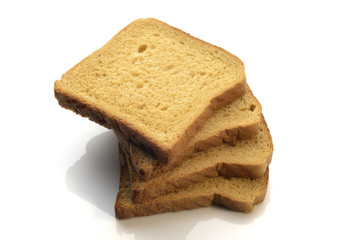 Heap of A Whole Wheat Brown Bread Slices on White Background