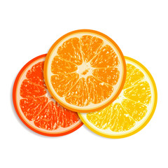 Fresh citrus fruit isolated on white background