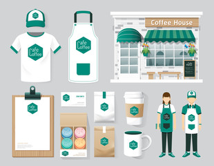 Vector restaurant cafe set shop front design, flyer, menu, packa